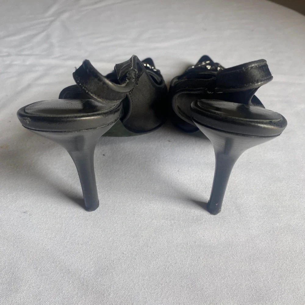 Donald J Pliner Couture Cruse 8N suede leather sling back pointy toe black jewel - Picture 4 of 8
